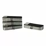 Amazon Basics - Organizador Para Maletas, Organizadores de Viaje, con Cremallera, Juego de 4 Bolsas, Delgado, Gris