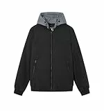 Springfield Cazadore Chaqueta Bomber Acolchada Capucha Desmontable, Negro Estandar, XL para Hombre