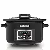 Olla de cocción lenta digital Crock-Pot Lift and Serve con tapa abatible y temporizador de cuenta atrás programable | 4,7 L (hasta 5 personas) | Eficiencia energética | Negra [CSC052]