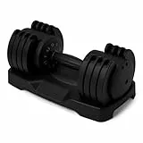 Amazon Basics - Mancuerna ajustable, 12 kg, 5 pesas, mancuerna individual