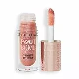 Revolution, Pout Bomb Shimmer Gloss, Brillo Labial con Efecto Mojado y Destellos, con Ácido Hialurónico y Aroma a Vainilla Dulce, Glimmer Nude