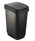 Rotho Salsa Papelera 25l con tapa, Plástico (PP) sin BPA, negro, 25l (33.3 x 25.2 x 47.6 cm)