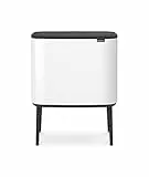 Brabantia Bo Touch Bin Cubo de Basura, Acero Inoxidable, Blanco, 11 + 23 litros