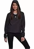 URBAN CLASSICS Sudadera básica cortavientos mujer, con capucha ajustable, bolsillo grande y cremallera frontal, cintura ajustable y bolsillos delanteros, color Negro, Talla L