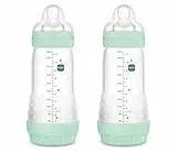 MAM Pack 2 Biberones Anticólicos, a partir de 4 Meses, 320ml, con Tetina 3 Flujo Rápido de Fácil Aceptación, Autoesterilizable y Fácil de Limpiar, MAM Easy Start Anti-Colic, Azul Brillante, Pack 2uds