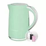 Russell Hobbs Hervidor de Agua Eléctrico, para agua caliente, té o café, 1,7 l, tapa de apertura por presión, filtro extraíble y lavable, detalles cromados, verde pistacho, 2400 W, Eden 27364-70