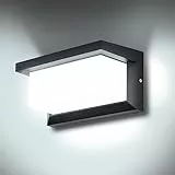Lightsjoy 18W Lámpara de Pared Exterior Impermeable IP66 Negro LED, Aplique Moderno para Jardines Pasillo Terraza, 1800Lumen-Blanco Frío 6000K