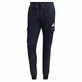 adidas Hombre Essentials Fleece Regular Tapered Cargo Pants, Azul / blanca, M