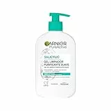 Garnier Skin Active, Pure Active Gel limpiador Hidratante con Ácido Hialurónico, Ceramida y Arcilla elimina impurezas, grasa y maquillaje