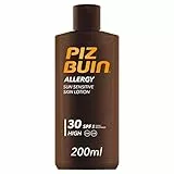 PIZ BUIN Allergy Sun Sensitive Skin Lotion FPS 30 (200 ml), protector solar corporal con FP30, protección solar alta para pieles sensibles, loción corporal con filtros UVA/UVB