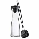 WMF Basic – Jarra de Agua de 1,0 l. Incluye Cepillo de Limpieza. Altura 29 cm. con Tapa de Cierre. Material: Cristal, Vidrio, Schwarz/Deckelfarbe: Silber, 1,0 l