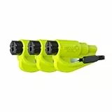 resqme 3 Unidades, la Herramienta de Escape de Coche con Llavero de Emergencia Original, Cortador de cinturón de Seguridad 2 en 1 y rompeventanas, Martillo de Seguridad Compacto, Amarillo