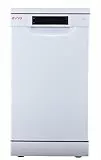 EVVO Lavavajillas estrecho, Ancho 45 cm, Capacidad para 10 Cubiertos, Programa Rápido 30 minutos, Programa Media Carga, Bandeja Superior Ajustable, 8 Programas, Modelo D3 Slim, Acabado Blanco
