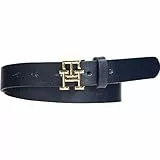 Tommy Hilfiger Cinturón Mujer TH Logo 2.5 Cinturón de piel, Azul (Space Blue), 90 cm