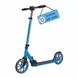 Hudora Scooter Up 200 – Plegable, Altura Ajustable, con Soporte, Patinete Urbano, Color Cian