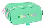 Safta Benetton Mint - Portatodo Triple Big, Estuche Infantil, Estuche Niño, Ideal para Niños en Edad Escolar, Cómodo y Versátil, Calidad y Resistencia, 21.5x8x10 cm