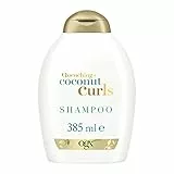 OGX Quenching + Coconut Curls Shampoo, champú para pelo rizado con aceite de coco, cítricos y miel dulce, champú hidratante para ondas y rizos, champú sin sulfatos ni parabenos, 1 x 385 ml