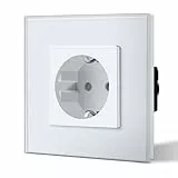 BSEED Enchufe de Pared Enchufe Estándar Schuko con Panel de Cristal 16A Fácil Instalación 86mm Blanco