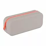 APLI 19915 - Estuche escolar de silicona bicolor Grís y Naranja, resistente al agua, diseño rectangular moderno y versátil, Collección Neón, tamaño 75x185x55 mm