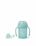 TWISTSHAKE Mini Vaso con Boquilla a Prueba de Fugas 230 ml, Biberón de Entrenamiento sin Derrames con Mezclador de Frutas y Sello de Silicona para Niños Pequeños y Bebés,Nuevo Turquesa