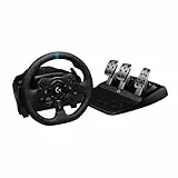 Logitech G G923 Racing Wheel and Pedals, Force Feedback TRUEFORCE,1.000 Hz, respuesta eficaz, control de salida de doble embrague, volante auténtico, para PS5, PS4, PC, Mac - Negro