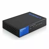 Linksys LGS105-EU switch de red no administrado Gigabit de 5 puertos, concentrador Ethernet para casa y oficina con carcasa metálica, montaje de sobremesa o en pared, divisor Ethernet, Plug and Play