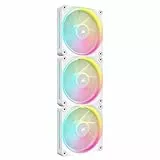 CORSAIR iCUE Link LX120 RGB 120 mm PWM Ventiladores Paquete Triple – Lazos de Luz Duales – Incluye Hub de Sistema iCUE Link – Tecnología CORSAIR AirGuide – Blanco