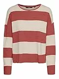 VERO MODA Vmwanda LS O-Neck Pullover Boo Suéter pulóver, Chaqueta Azul Marino/Rayas: Abedul, M para Mujer