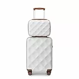 British Traveller Juego de Maletas, 31/54CM Maleta de Viaje Cabina Rígida con 4 Ruedas,Blanco