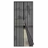 Sekey - Cortina magnética antiinsectos avanzada para puerta de balcón, puerta de patio, montaje fácil de pegar, kit de instalación completo 80 x 200 cm, negro