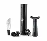 Haier Set de Vino Eléctrico Recargable, incluye Aireador y Recogegotas en forma de Tulipán, Abrebotellas Recargable con USB, Cortacápsulas, Bomba de Vacío, 2 Tapones.