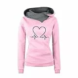 riou 2025 Sudaderas Mujer con Capucha, Amor Divertido Estampado Sudaderas Juveniles Sweatshirt Manga Larga Primavera Otoño Invierno Hoodie Chica Streetwear San Valentín Jumper Pullover