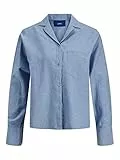 JJXX Jxeva LS Comfort Linen-Camiseta de Manga Corta Blusa, Color Azul, L para Mujer