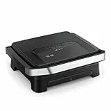 Tefal Inicio Classic GC271810 - Parrilla 2 en 1 de contacto y para paniniga, 2000 W, diseño compacto, carcasa de acero inoxidable, bandeja colectora de zumo, placas antiadherentes, color negro