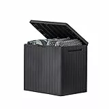 Keter City - Caja de resina de 30 galones para muebles de patio, accesorios de piscina y almacenamiento para juguetes al aire libre, gris oscuro