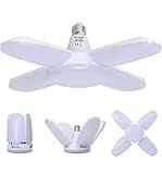 SAUGLAE Bombillas LED para Garaje, E27 Deformable 60W 6800LM, Blanco Cálido 3000K, Bombillas LED para Garaje con 4 Paneles Ajustables para Garaje, Almacén, Taller, Sótano (Pack of 1)