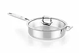BRA Signature | Guisera con tapa 28 cm, Sin Antiadherente, Acero Inoxidable 18/10, Full Induction, Compatible con todas fuentes de calor, Incluida Inducción, Mango y Asas Acero Inoxidable