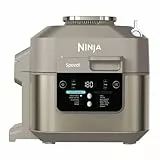Ninja Speedi Olla Exprés Multifunción Rápida, Olla Eléctrica con Freidora Aire 5,7L, 10 en 1, Freidora sin Aceite, Horno, Cocción Lenta, al Vapor y más, 4 Porciones en 15min, Piedra Dorada ON500EUSTGD