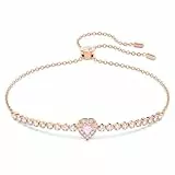 Swarovski Pulsera One, Corazón, Rosa, Baño tono oro rosa