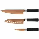 Bergner Set 3 Cuchillos de Cocina en Acero Inoxidable colección Samurai Copper, Cobre