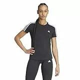 adidas Mujer Essentials Slim 3-Stripes Tee, Black / White, XS