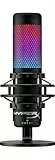 HyperX QuadCast S - Micrófono de condensador USB, iluminación RGB, soporte de choque antivibración, cuatro patrones polares, filtro pop, control de ganancia, para PC, PS4, PS5 y Mac, Negro
