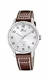 Lotus Reloj Hombre 18954/1 Classic Steel Caja de Acero Inoxidable 316l Plateado Correa de Cuero Marrón