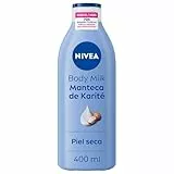 NIVEA Body Milk Manteca de Karité (1 x 400 ml), leche corporal que hidrata durante 72 h, crema hidratante corporal con ácido hialurónico, para piel seca
