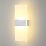 Lightsjoy Aplique de Pared Interior,12W Acrílico Lámparas de Pared LED Moderna, Hacia Arriba Hacia Abajo Iluminación de Pared para Dormitorio Pasillo Sala Escaleras 1200Lumen-Blanco Cálido