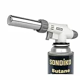Sondiko Soplete de soldadura con llama ajustable S516, soplete Bunsen, quemador de butano recargable, quemador de gas para bricolaje, soldadura, hornear al aire libre (butano no incluido)