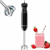 Bonsenkitchen Batidora de Mano, Acero Inoxidable de 1000 W, 2 Velocidades, Varilla Mezcladora para Alimentos para Bebés, Sopa, Batidos, Puré, Batidora de Mano de Salsa (Negro)