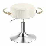 VASAGLE Taburete de Maquillaje, Silla de Tocador, Altura Ajustable, 360° Giratorio, PU, Asiento Grueso, para Dormitorio Cocina Comedor, Moderno, Blanco Crema LJB120W01