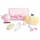 Chicco My First Beauty Set 5en1, Set de Higiene Chicco para Recién Nacidos, Productos para Higiene Niños, Peine, Cepillo,Tijeras para Uñas, Termómetro y Esponja de Baño, Accesorios Bebés 0 Meses, Rosa