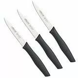 ARCOS Juego de 3 Cuchillos Mondadores con Hoja de 100mm en Acero Inoxidable y Mango de Polipropileno. Set de Cuchillos de Cocina para Pelar Apto para Lavavajillas. Serie Nova. Color Negro